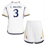 Fotballdrakt Barn Real Madrid Eder Militao #3 Hjemmedraktsett 2023-24 Kortermet (+ Korte bukser)